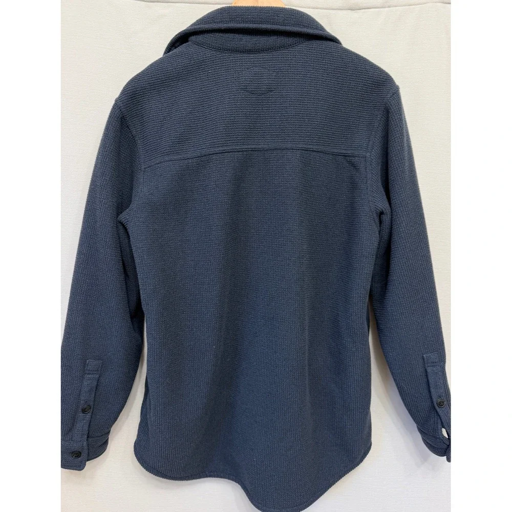 Freedom Foundry Mens Waffle Knit Sherpa Lined Shirt Jacket Blue Medium